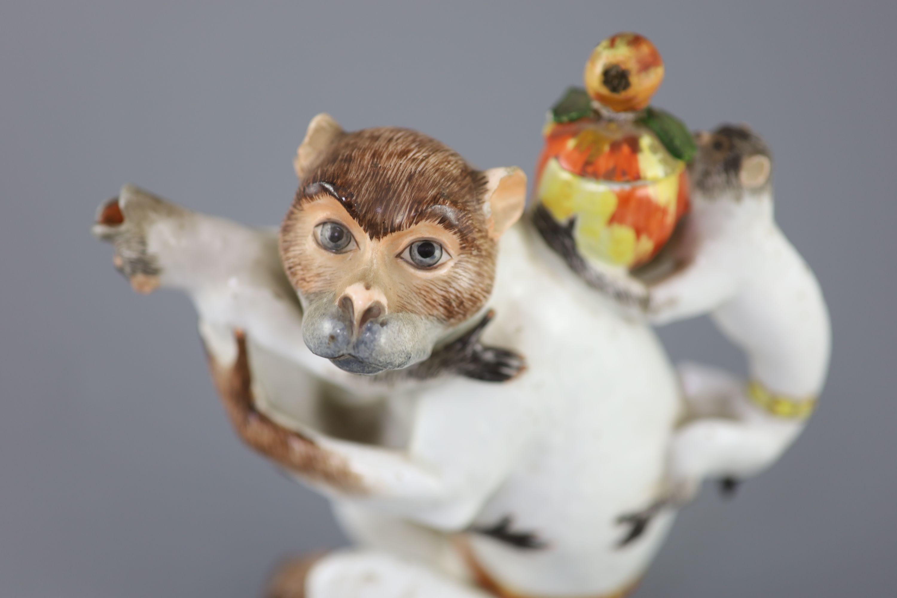 A Meissen porcelain monkey teapot and cover, circa 1735, modelled by J.J. Kaendler, 19.5cm high A Meissen porcelain monkey teapot and cover, circa 1735, modelled by J.J. Kaendler, 19.5cm high